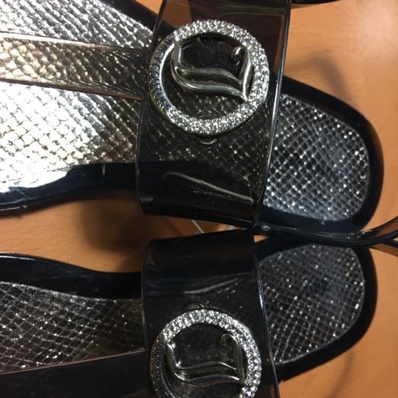 JUICY COUTURE Black Crystal Logo Jelly Sandals - Picture 3 of 7